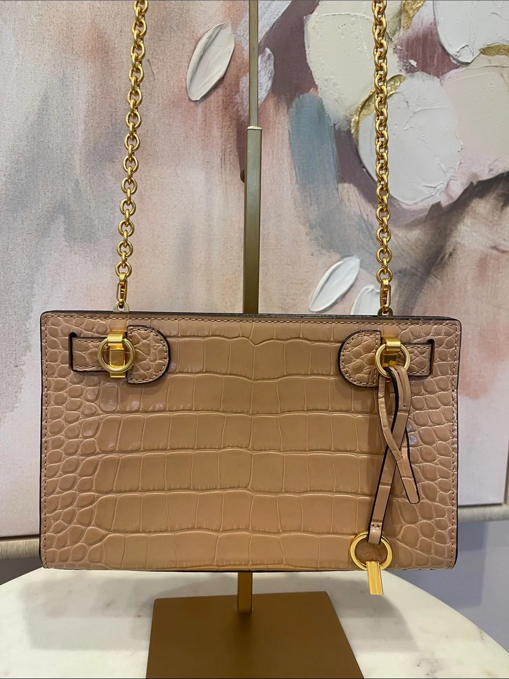 Gorgeous Tory Burch Croc-Embossed Lee Radziwill Shoulder Bag